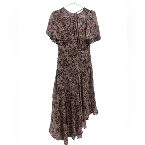 Revolve Astr the Label MIRELLA FLORAL MIDI DRESS Assymetrical ruffled slip - Picture 3 of 14